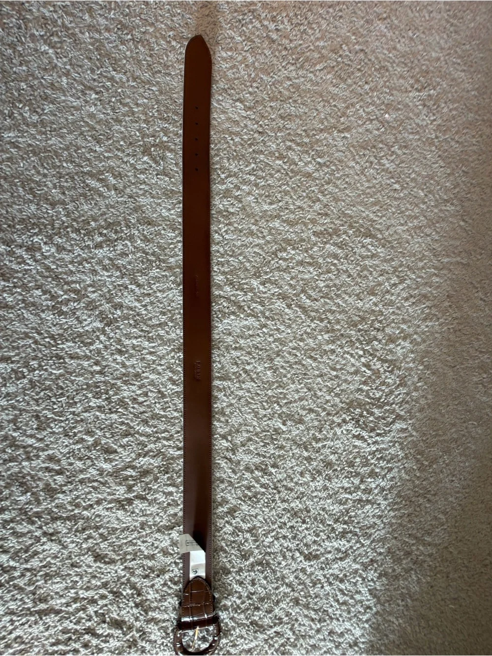 Ralph Lauren Women’s Canvas Belt with Brown Leather Trim - Cream